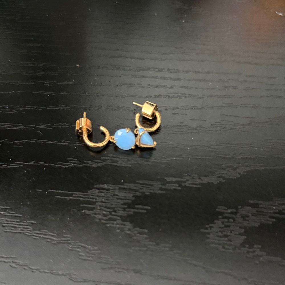 kate spade Gold Hoop Earrings with Pale Blue Gemstones